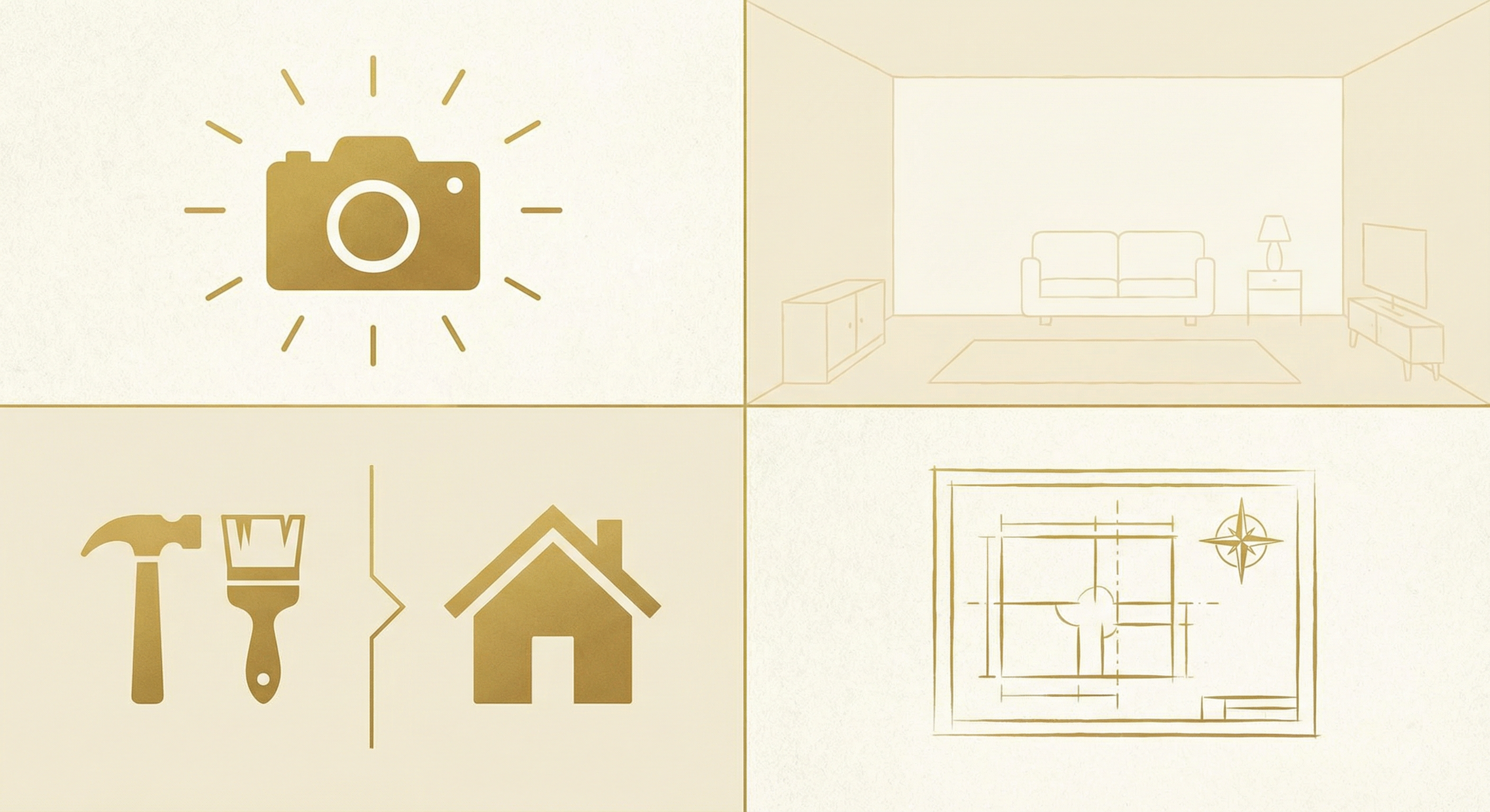 Cuatro tipos de imágenes mejoradas con IA – fotografía, staging, reforma, concepto