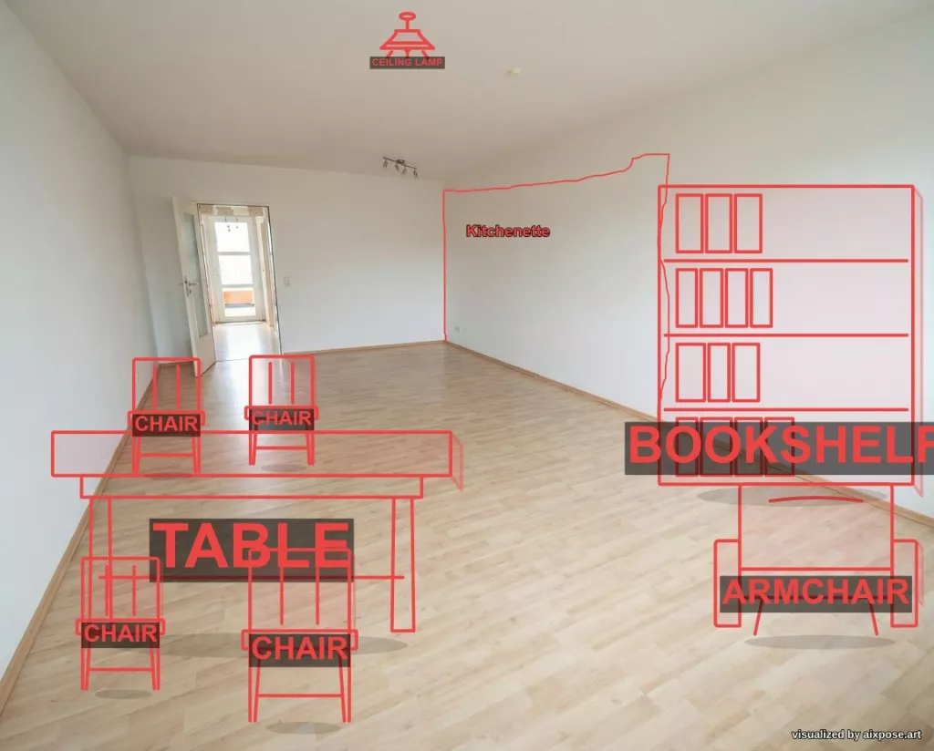 Platzierung: Möbel und Bereiche im Bild markieren